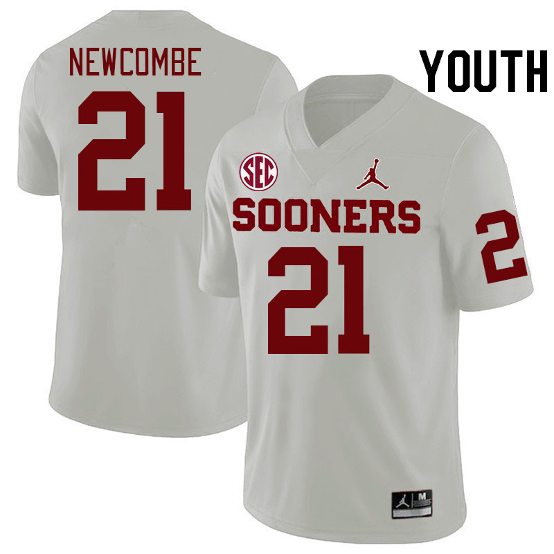 Youth #21 Jeremiah Newcombe Oklahoma Sooners 2024 SEC Conference College Football Jerseys-White